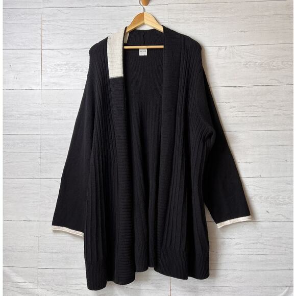 Nic + Zoe Sweater Womens Size XXL Black Onyx Cozy Up Twirl Open Front Cardigan - Picture 3 of 16